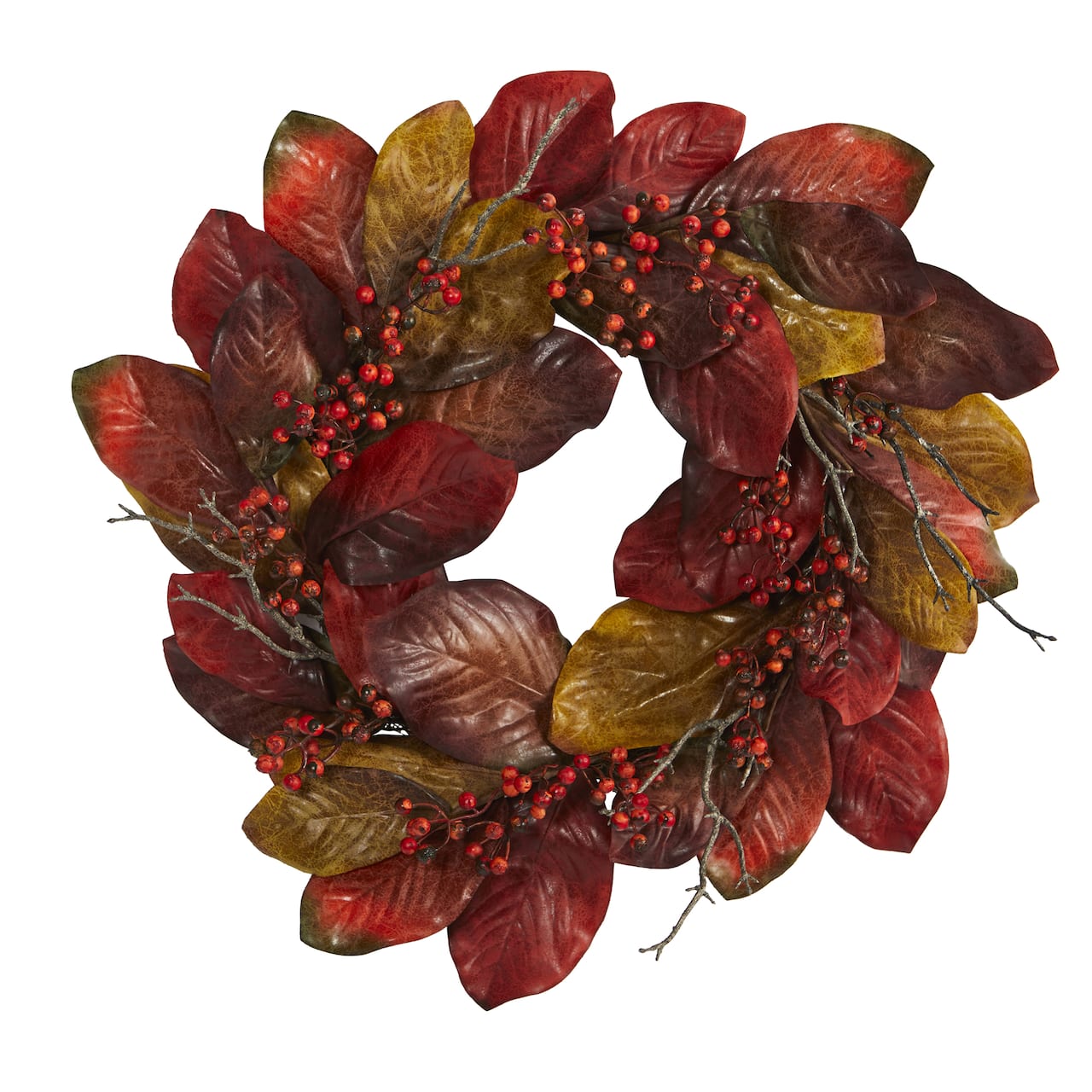 24" Harvest Magnolia Leaf & Berries Wreath